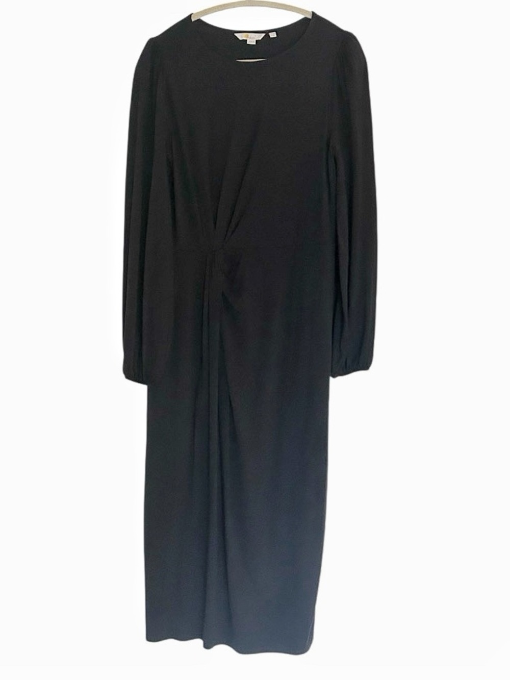 Boden Maxi Dress Size 8 Black Puff Sleeve Jersey Twist Waist